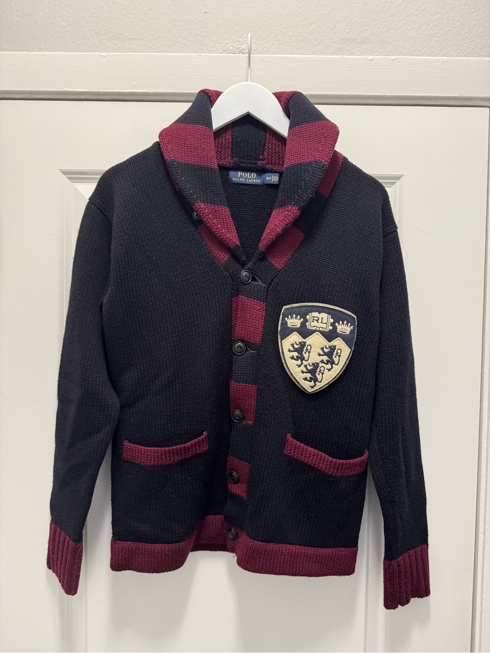Polo Ralph Lauren Shawl Collar Merino Wool Patch Cardigan
